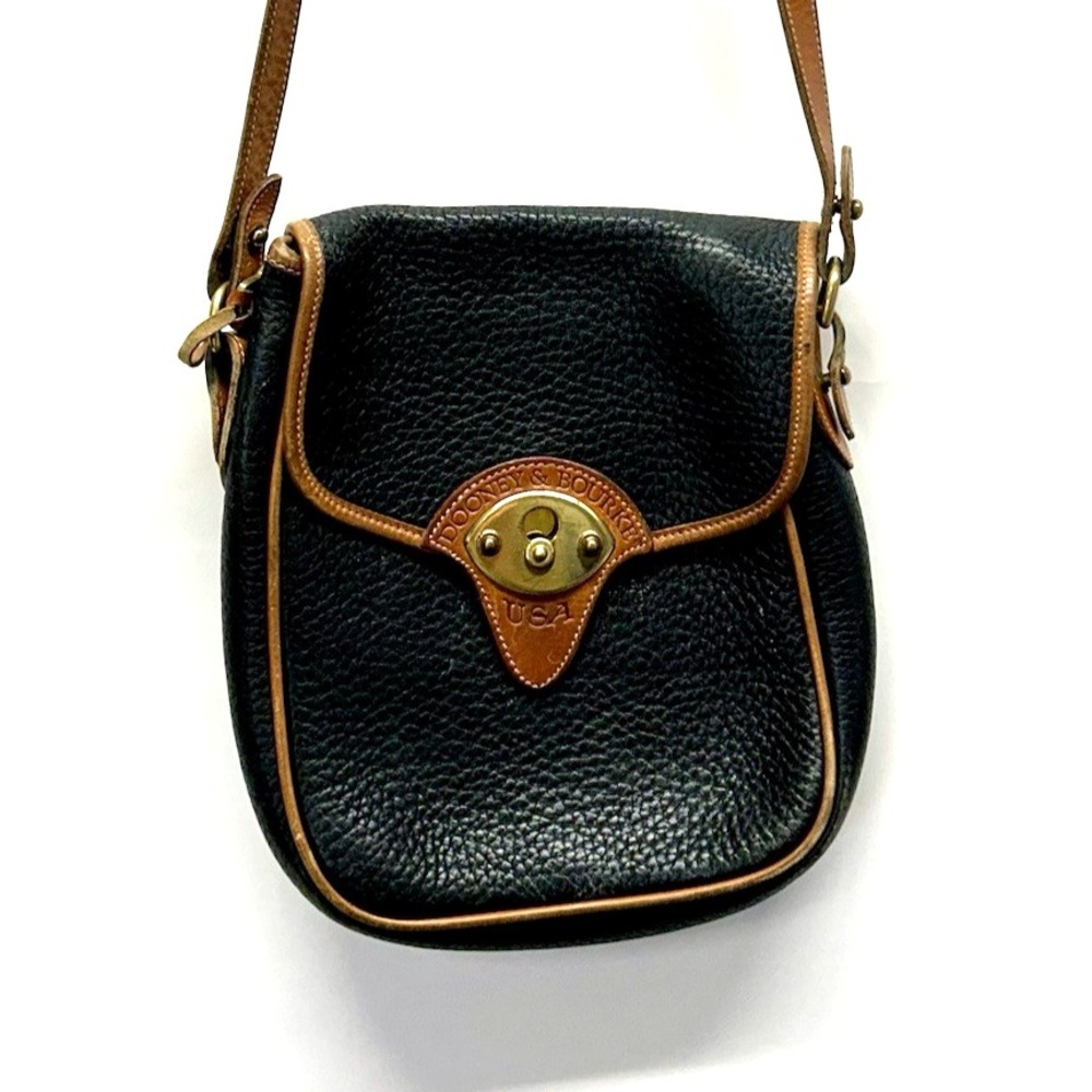 DOONEY & BOURKE Black Leather Crossbody Purse Bag (C-035) Binocular Bag (SHR)